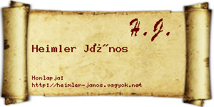 Heimler János névjegykártya